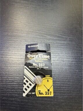 Vintage Eveready OverTime 357 Watch Battery Sealed Package